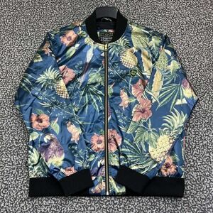 Greg Lutzka Bomber Jacket Men Extra Large Floral Grassroots Full Zip Long Sleeve